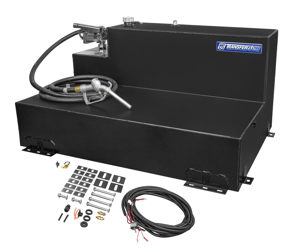 Transfer Flow 100 Gallon L-Shaped Refueling Tank System with 12V Pump, DOT