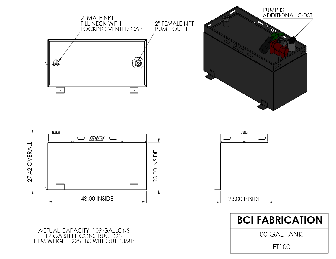 BCI 100 Gallon Steel Diesel Transfer Tank