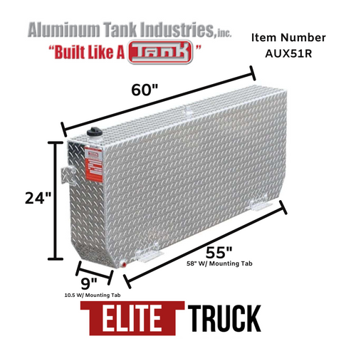 ATI 51 Gallon Diesel Auxiliary Fuel Tank, Aluminum