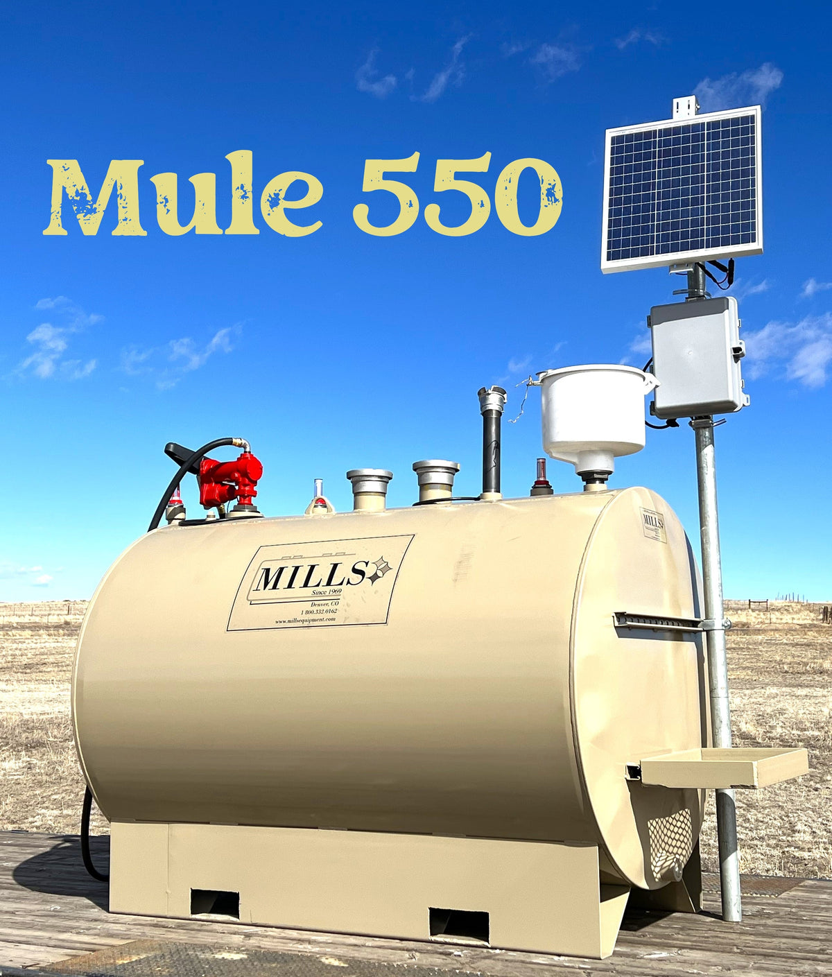Mills Mule 550 Gallon Solar Powered Double Wall Fuel Station, UL-142