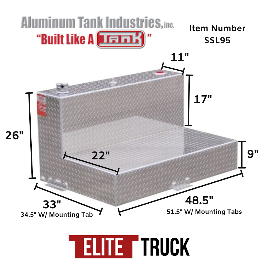 ATI Severe Series 95 Gallon L-Shaped Transfer Tank, .190 Aluminum