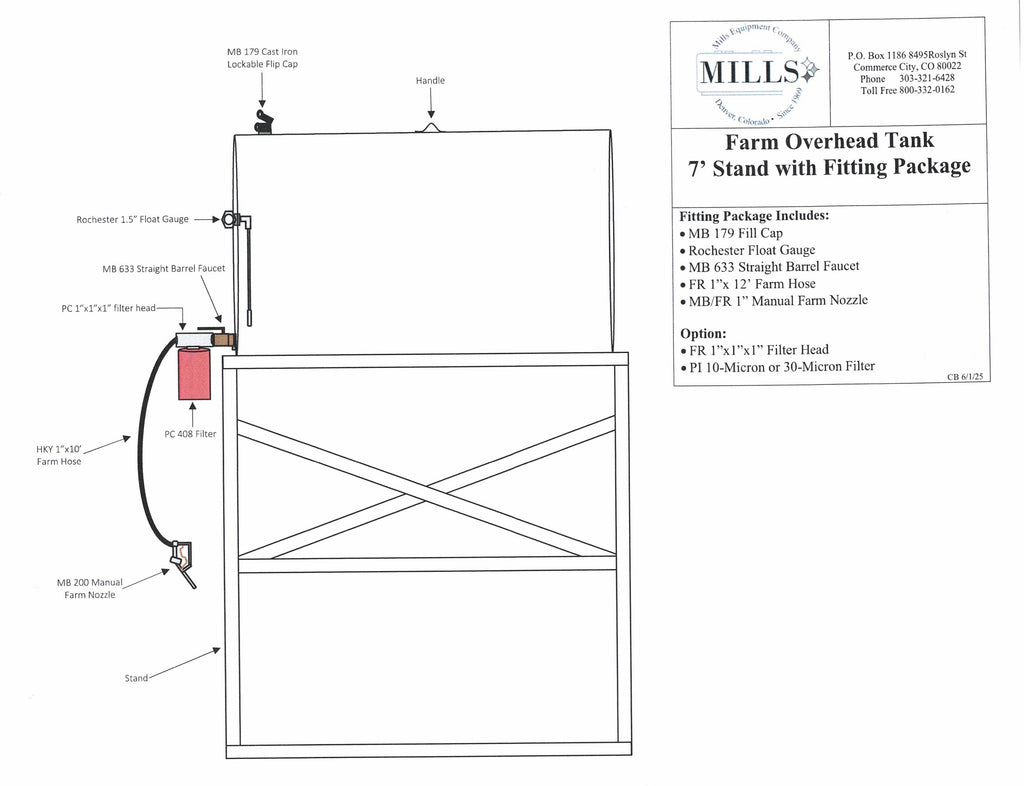 Mills Trifecta Overhead Farm Fuel Tank Set, 500 and 150 Gallon with Stand