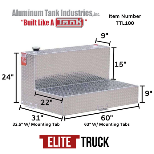 ATI 100 Gallon L-Shaped Aluminum Transfer Tank
