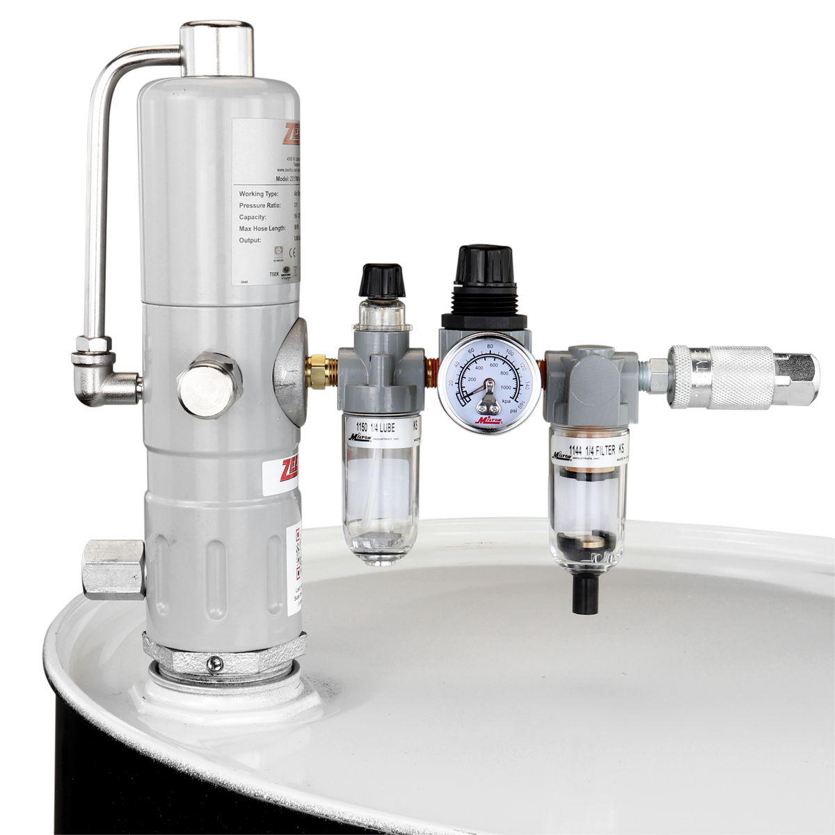 Zeeline 3:1 Oil Pump Package for 55 Gallon Drums with Reel and Meter