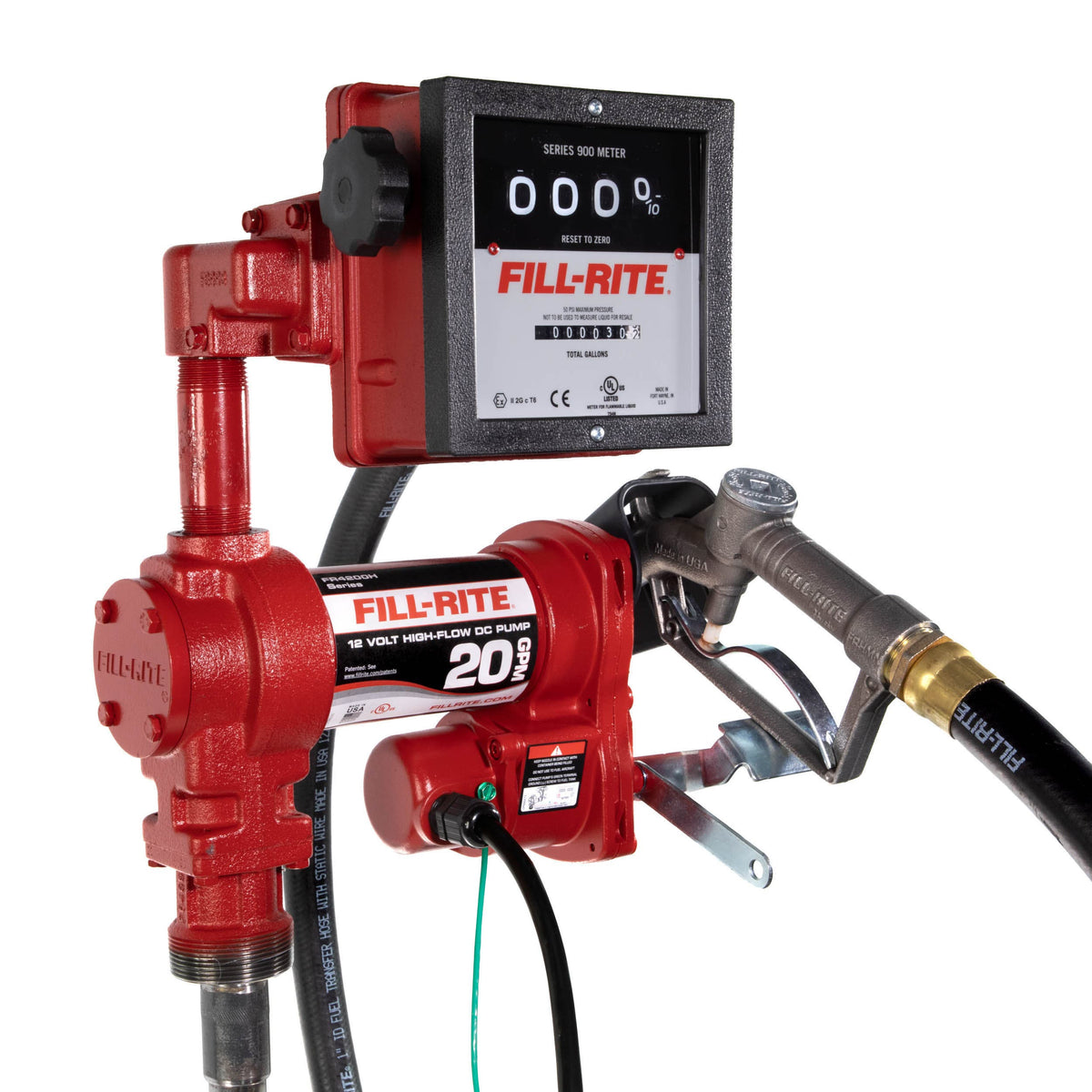 Fill-Rite FR4211H 12V 20 GPM Transfer Tank Pump with Meter