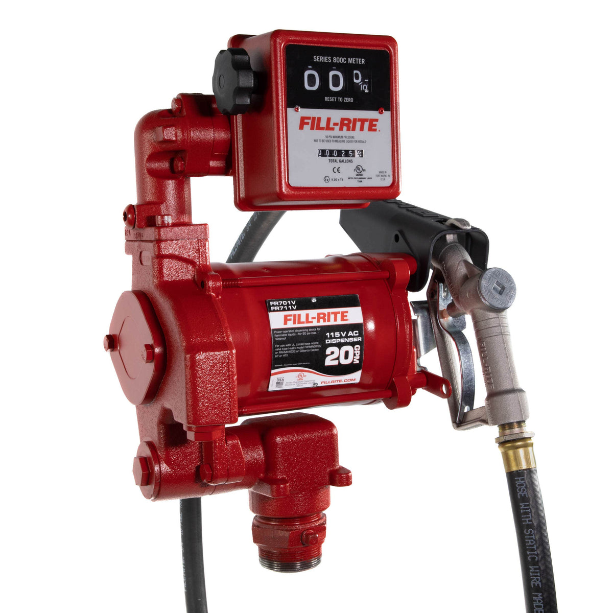 Fill-Rite FR701V 115V 20 GPM Fuel Transfer Pump with Meter